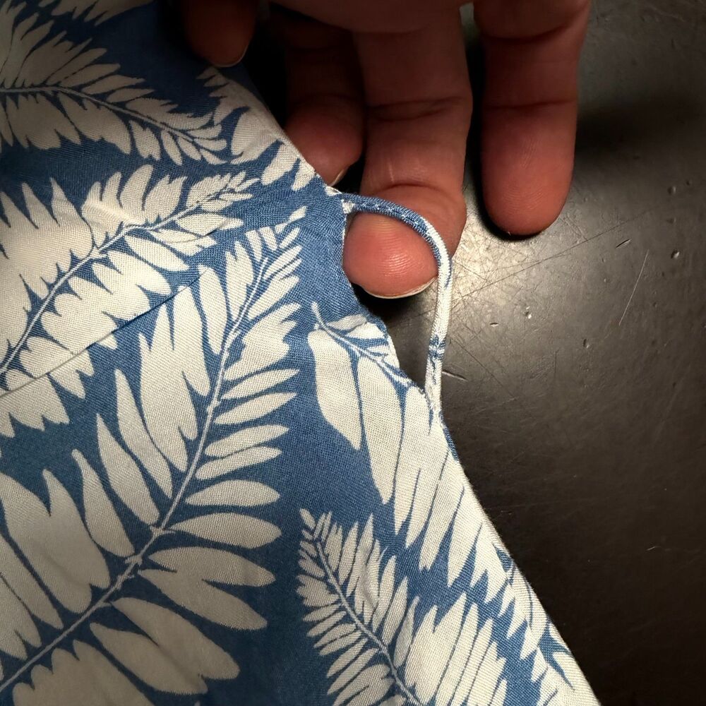Boden Dress Size 4 botanical print Blue Cream Lined Cap Sleeve Missing Belt - Picture 7 of 14
